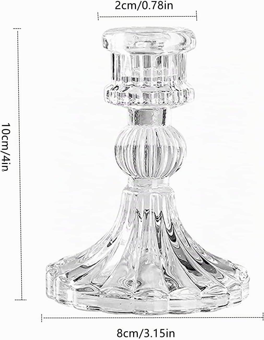 Bougeoir en crystal Élégance romantique style Cottage – Lot de 2