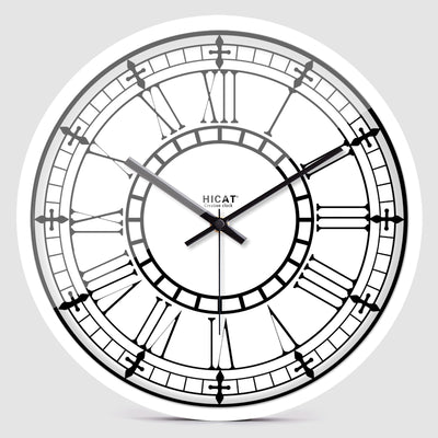 Horloge Murale Chiffres Romains en Métal et Verre