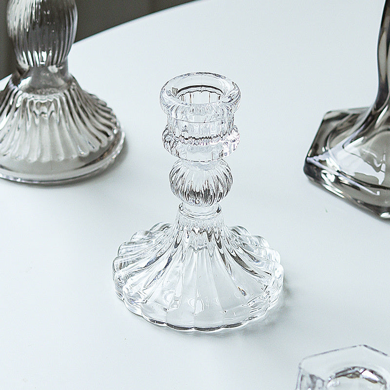 Bougeoir en crystal Élégance romantique style Cottage  – Lot de 2