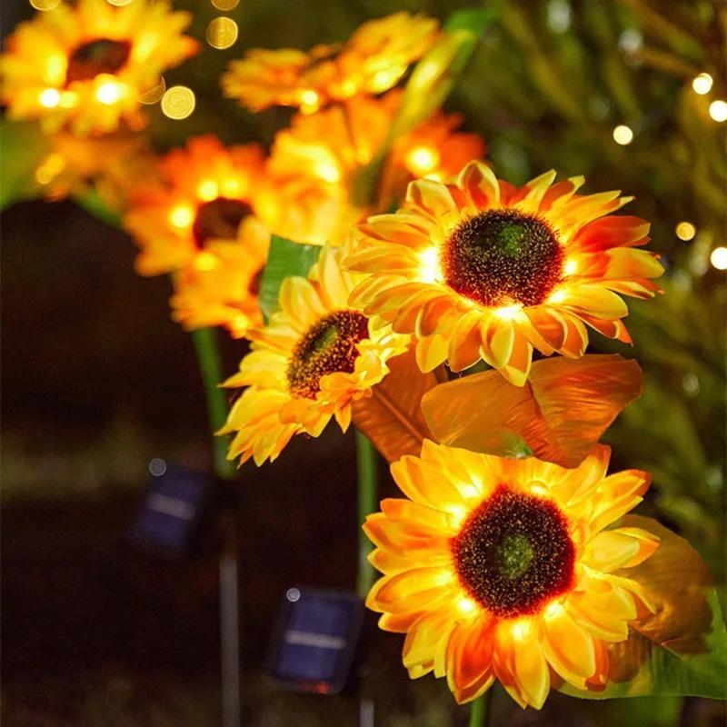 1-head LED Sunflower solar lamp