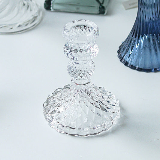 Bougeoir en crystal Élégance romantique style Cottage  – Lot de 2