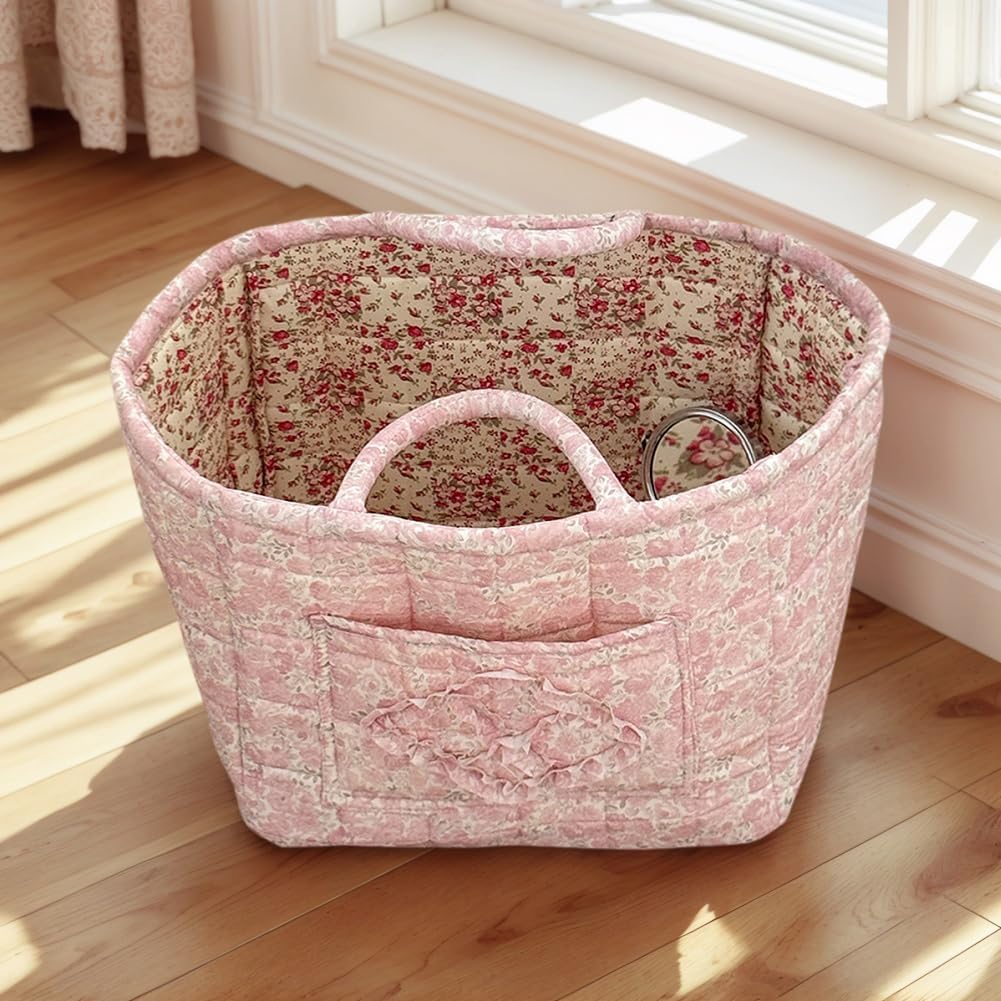 Panier de Rangement en Tissu Fleuri Vintage