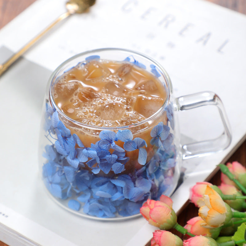 Tasse à Café en Verre Borosilicate Double Paroi – Esprit Shabby Floral